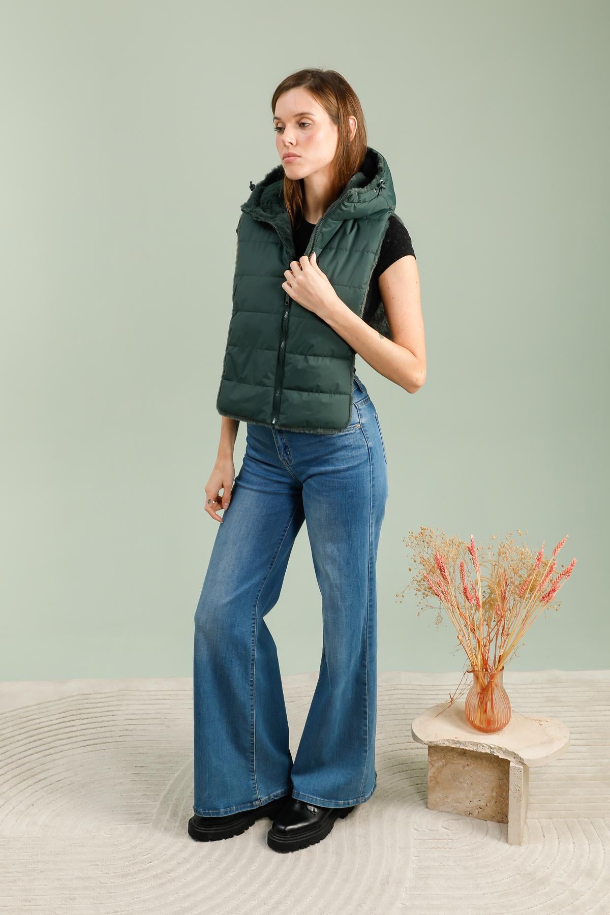 capuche amovible femme #couleur_vert-foret