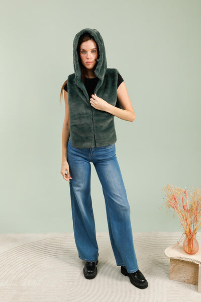 capuche amovible femme #couleur_vert-foret