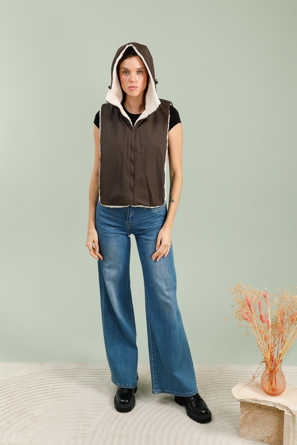 capuche amovible fourrure #couleur_choco