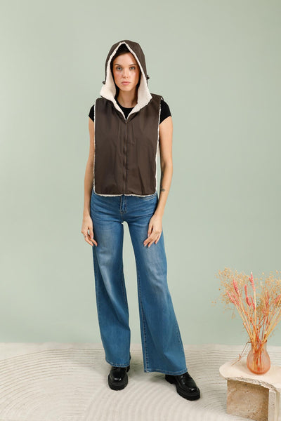 capuche amovible fourrure #couleur_choco