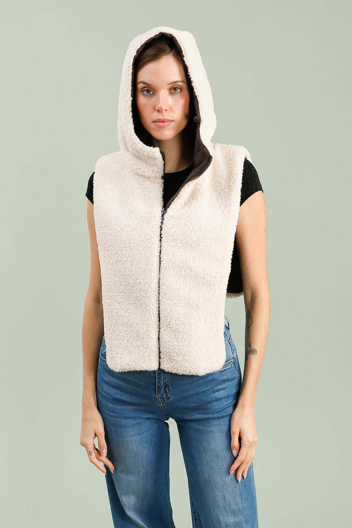 capuche amovible fourrure #couleur_choco