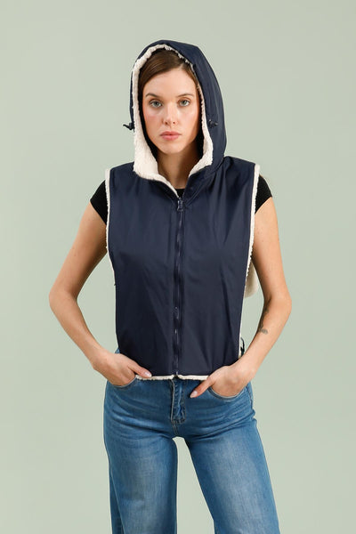 capuche amovible fourrure #couleur_marine