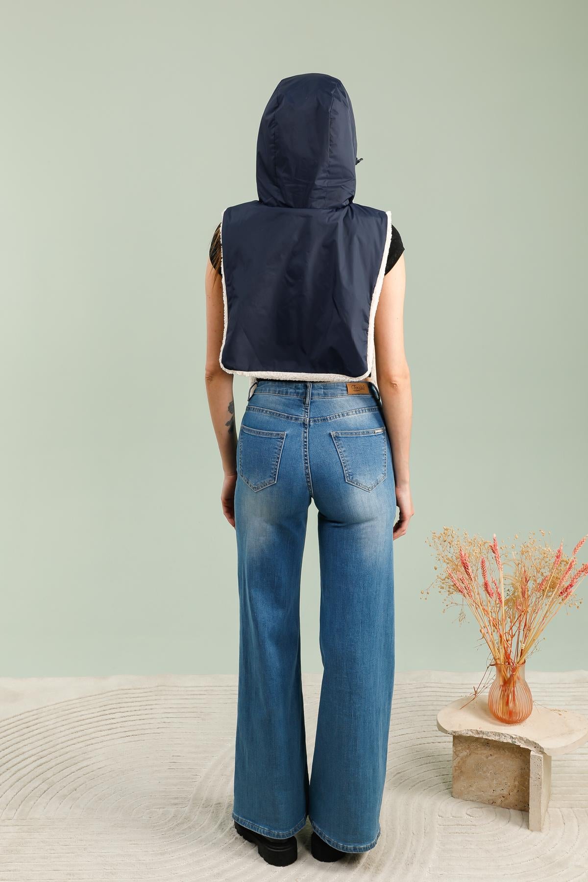 capuche amovible fourrure #couleur_marine
