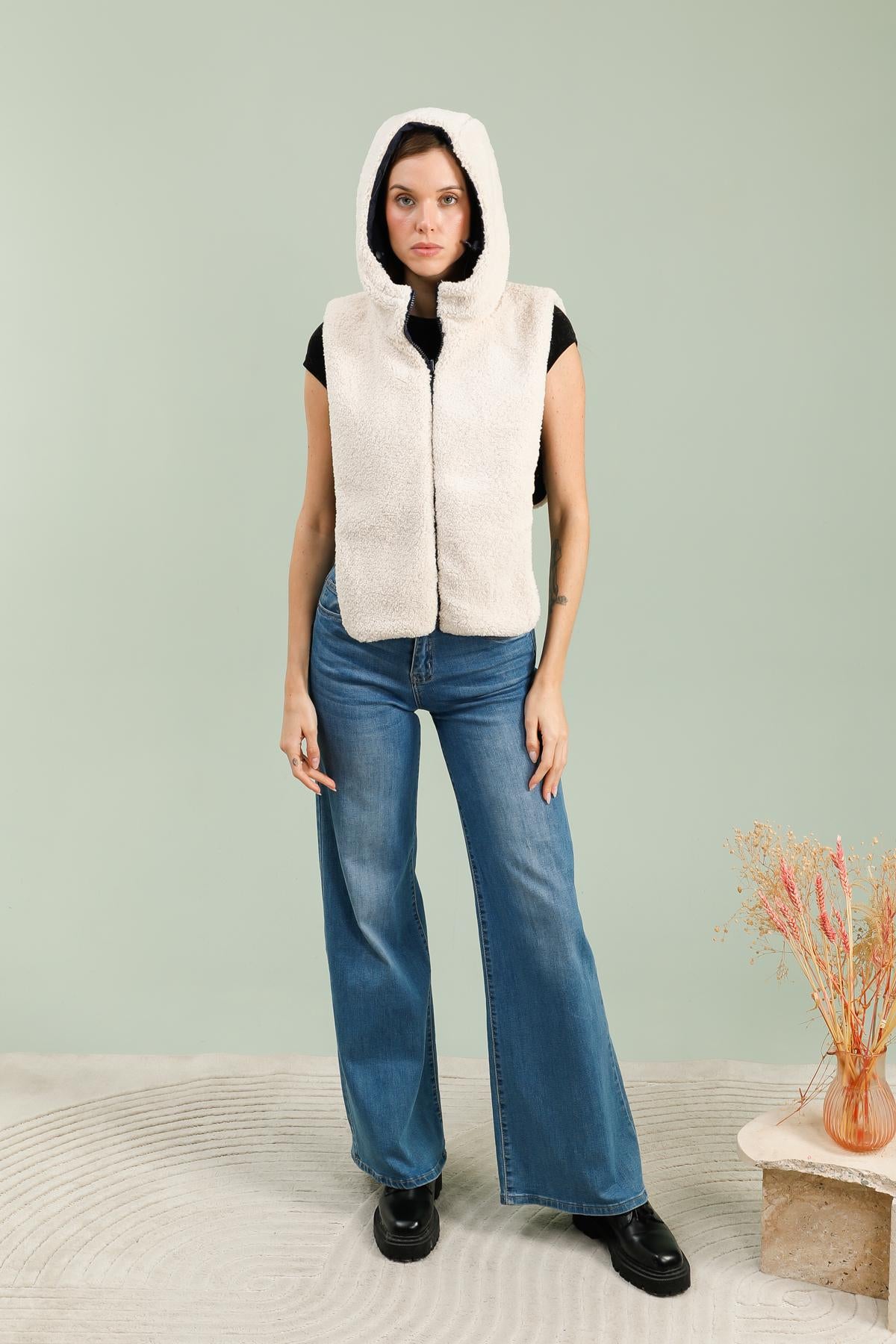 capuche amovible fourrure #couleur_marine