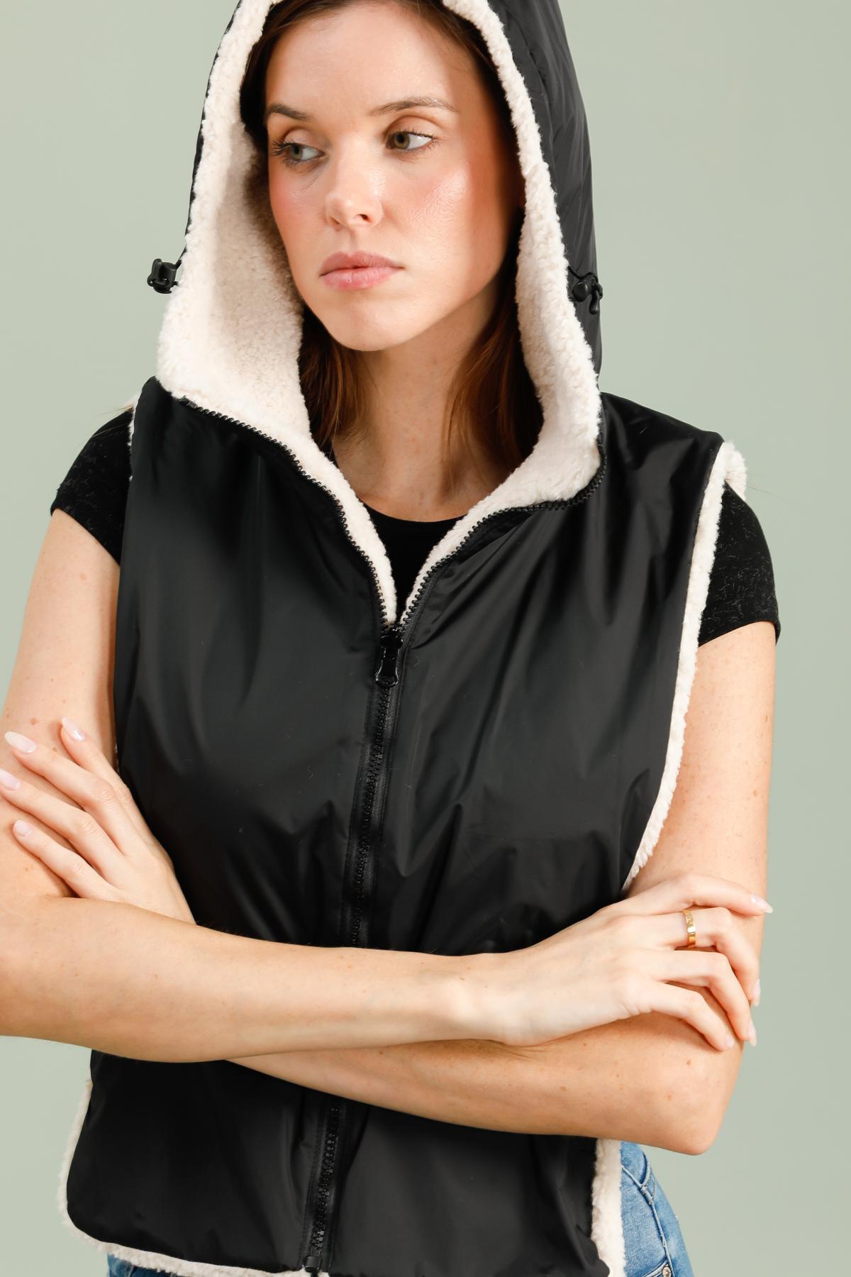 capuche amovible fourrure #couleur_noir