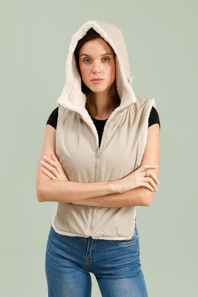 capuche amovible fourrure #couleur_beige