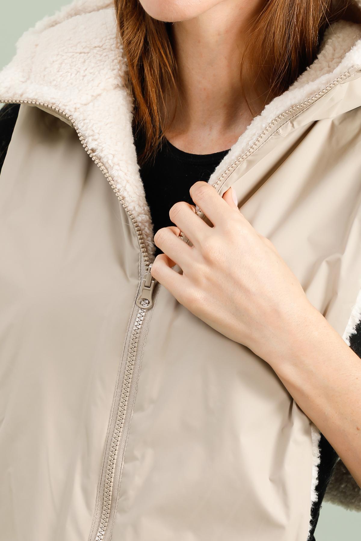 capuche amovible fourrure #couleur_beige