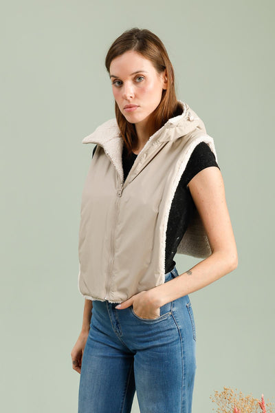 capuche amovible fourrure #couleur_beige