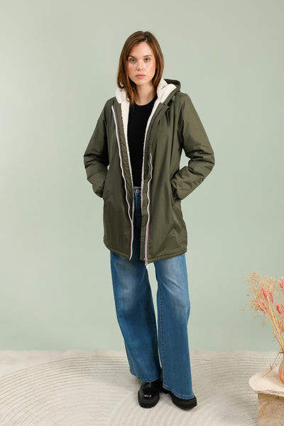 Imperméable doublée polaire femme #couleur_kaki