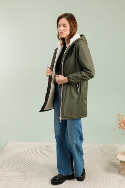 Imperméable doublée polaire femme #couleur_kaki