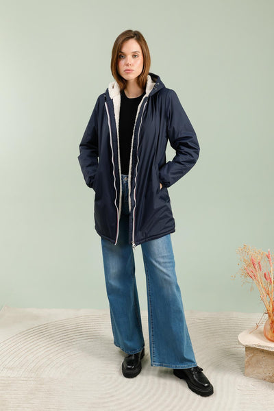 Imperméable doublée polaire femme #couleur_marine