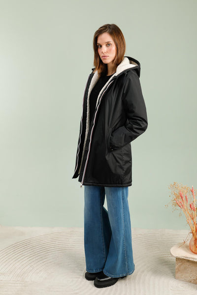 Imperméable doublée polaire femme #couleur_noir
