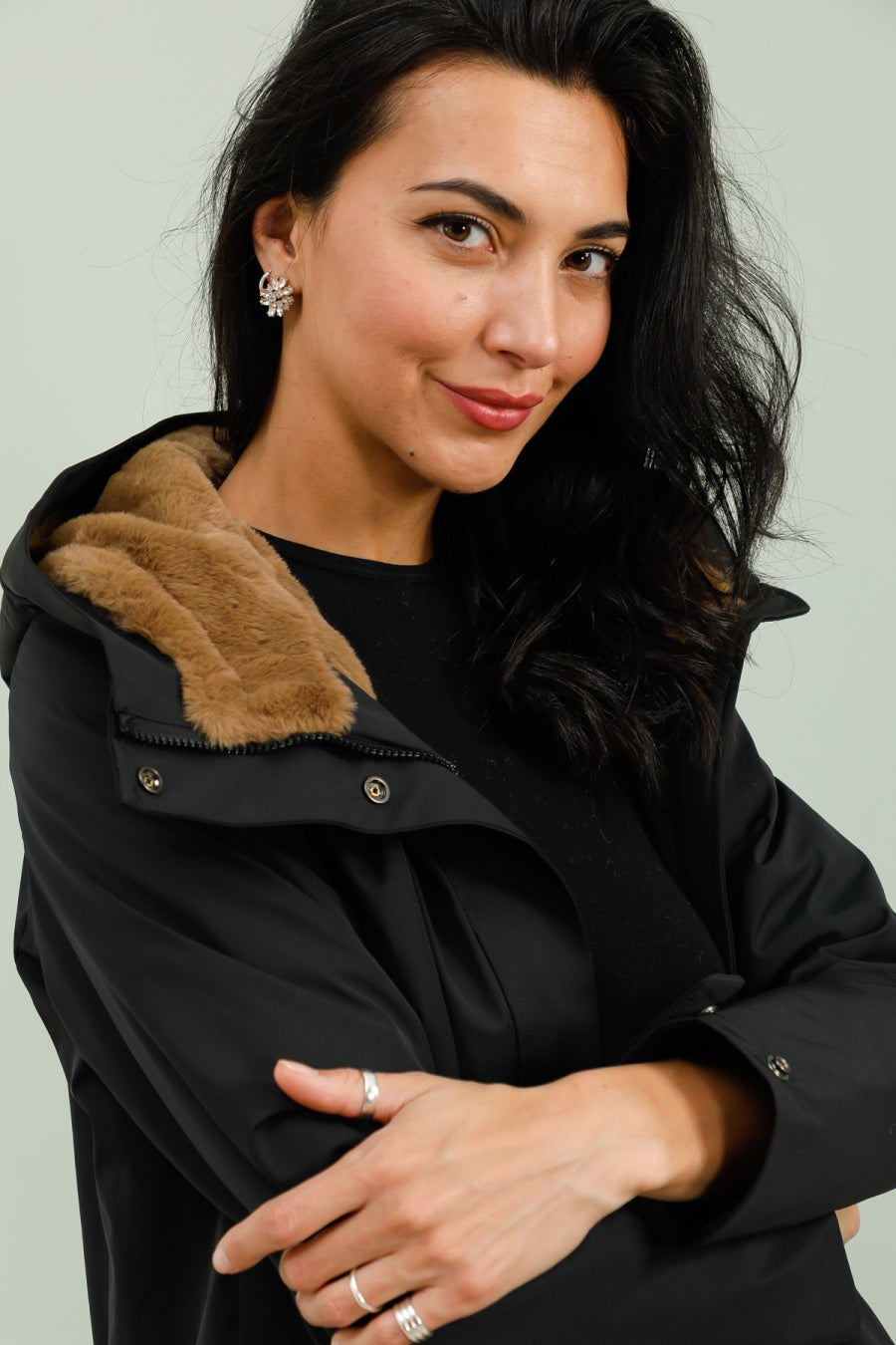 parka hiver femme #couleur_noir-camel