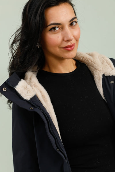 parka hiver femme #couleur_marine-beige