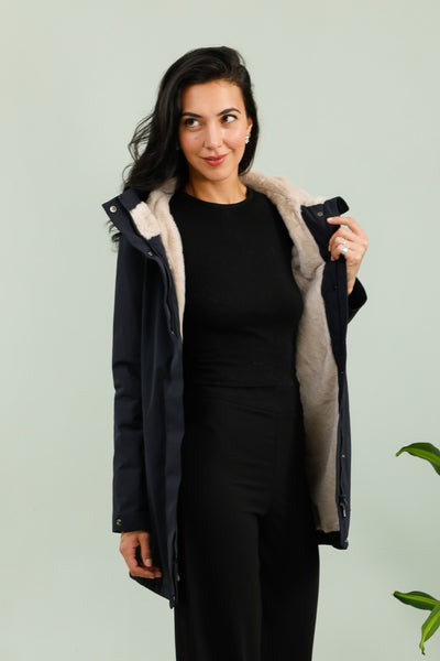 parka hiver femme #couleur_marine-beige