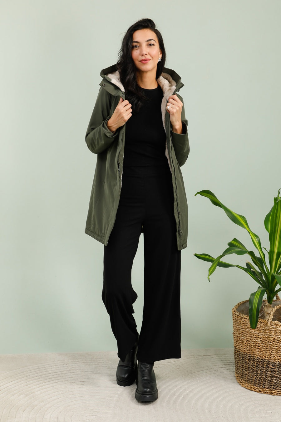 parka hiver femme #couleur_kaki-beige