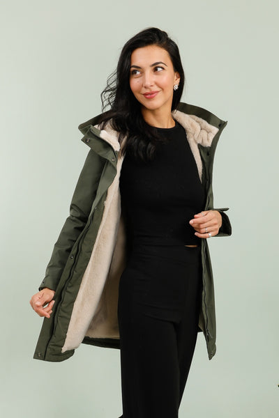 parka hiver femme #couleur_kaki-beige