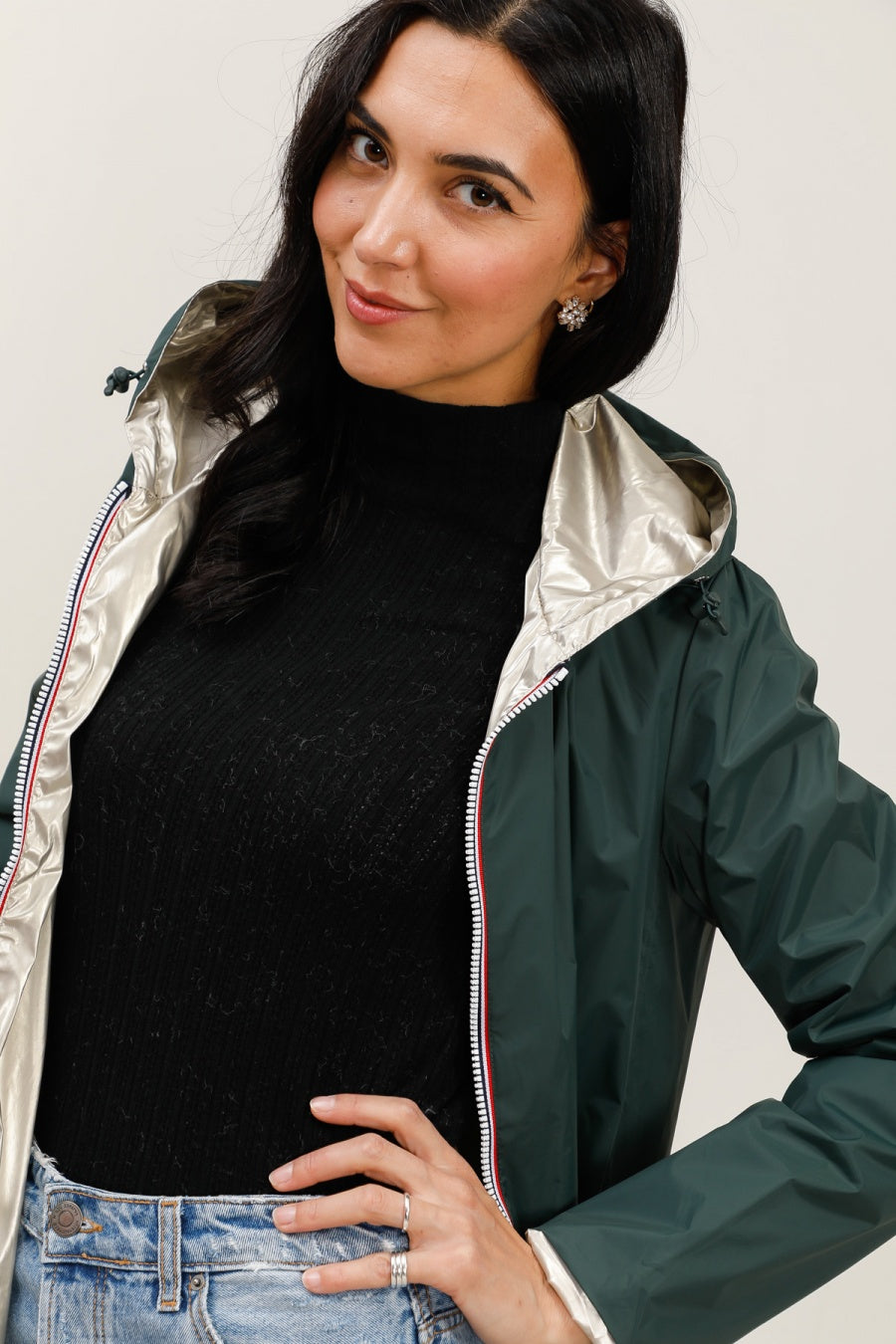 Imperméable réversible long