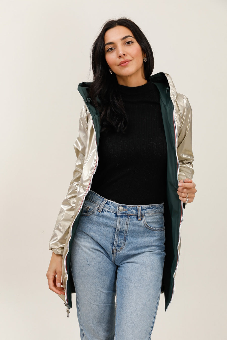Imperméable réversible long