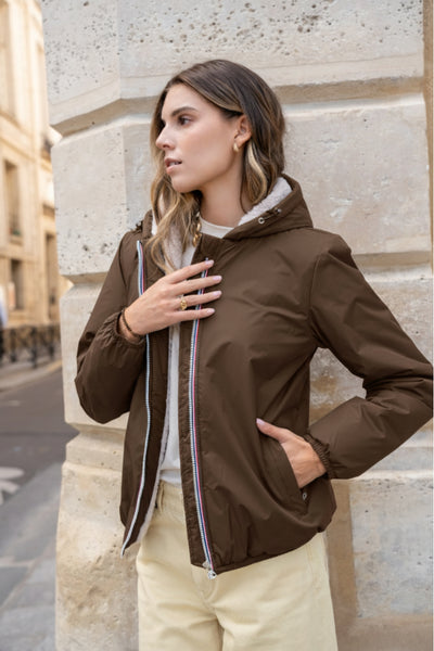 veste imperméable doublée polaire femme #couleur_choco