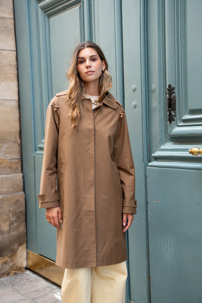trench femme à capuche #couleur_camel