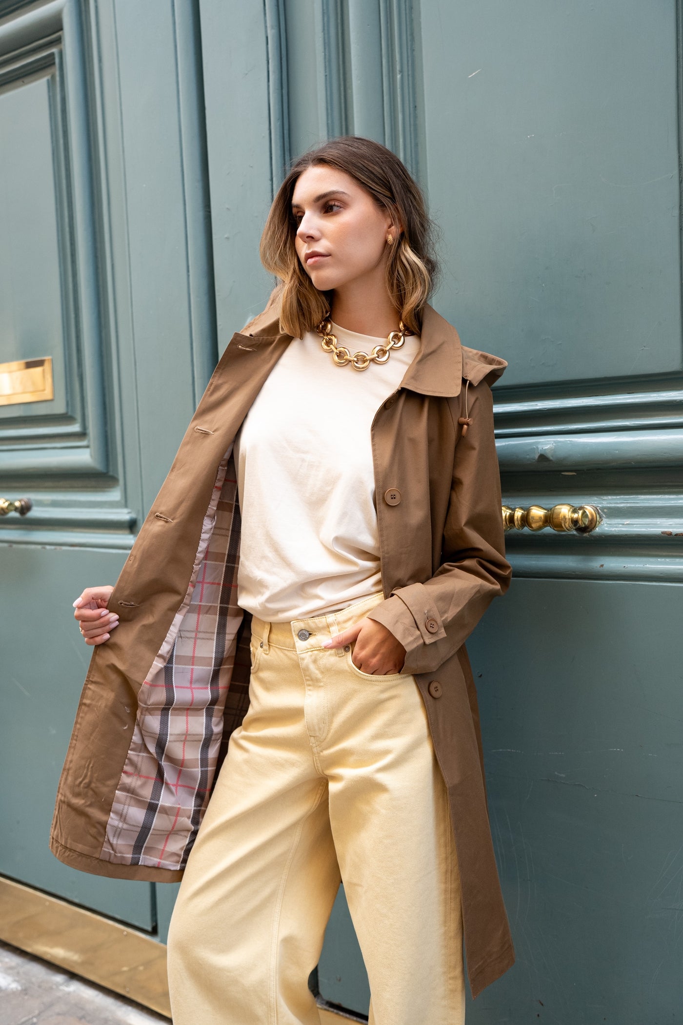 trench femme à capuche #couleur_camel
