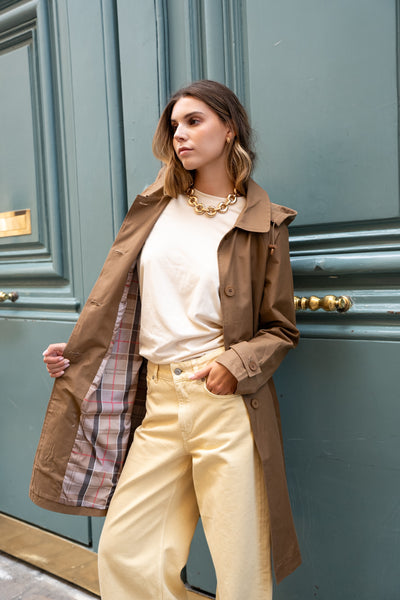 trench femme à capuche #couleur_camel