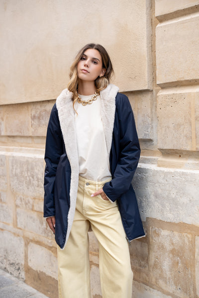 parka chaude femme #couleur_marine-blanc