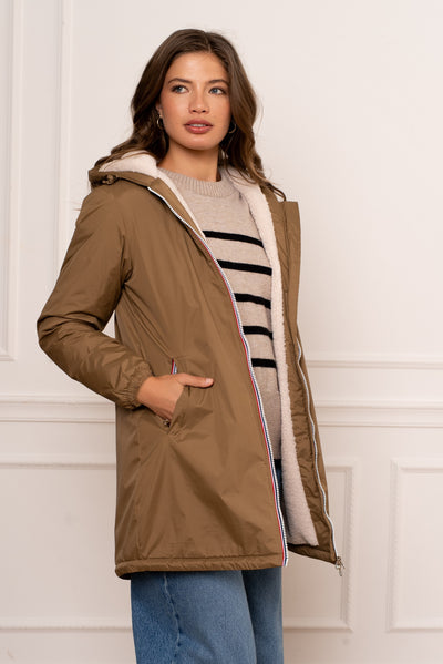 Imperméable doublée polaire femme #couleur_camel