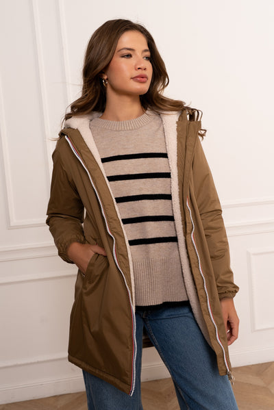 Imperméable doublée polaire femme #couleur_camel