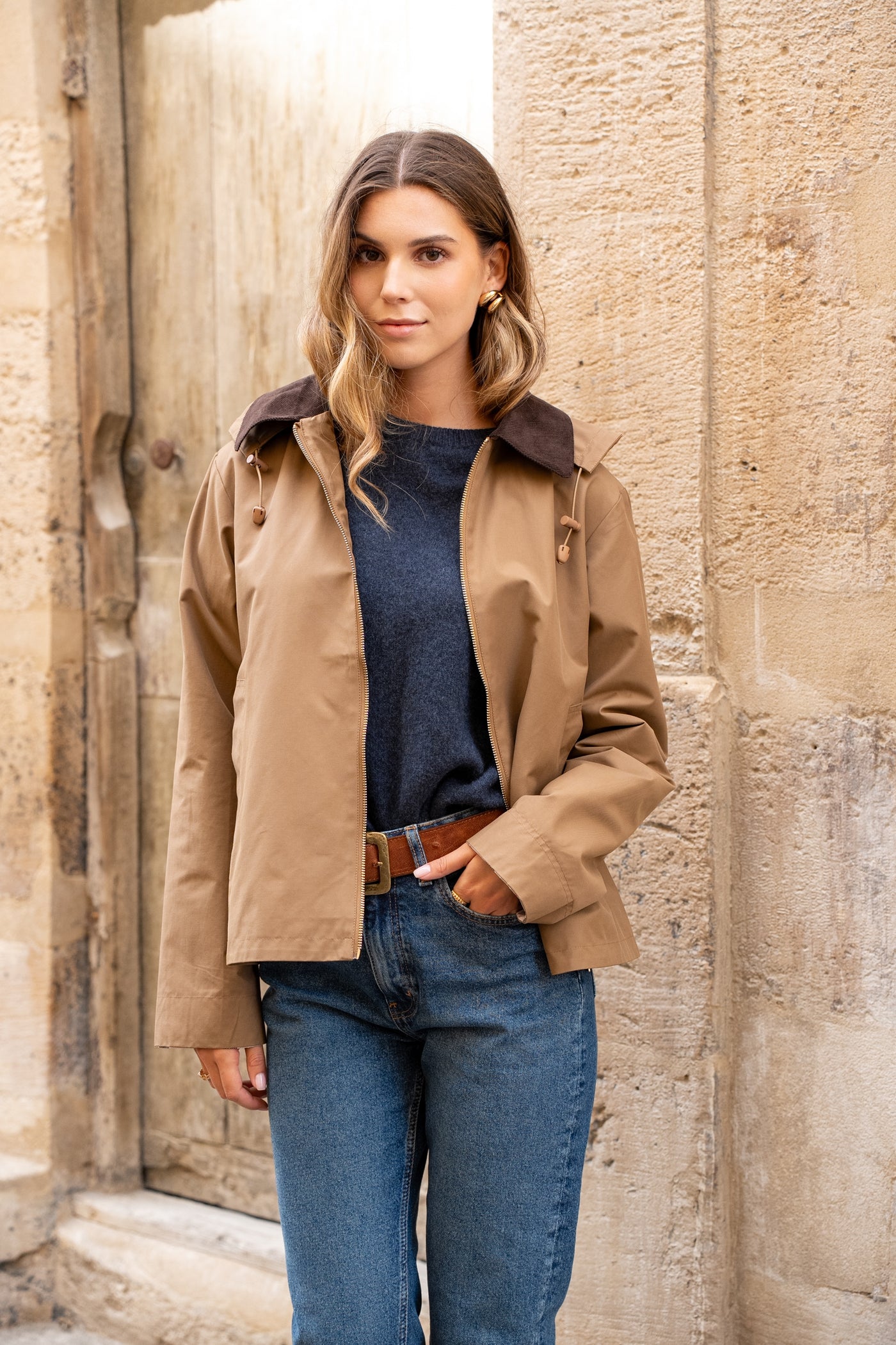 veste coton femme #couleur_camel