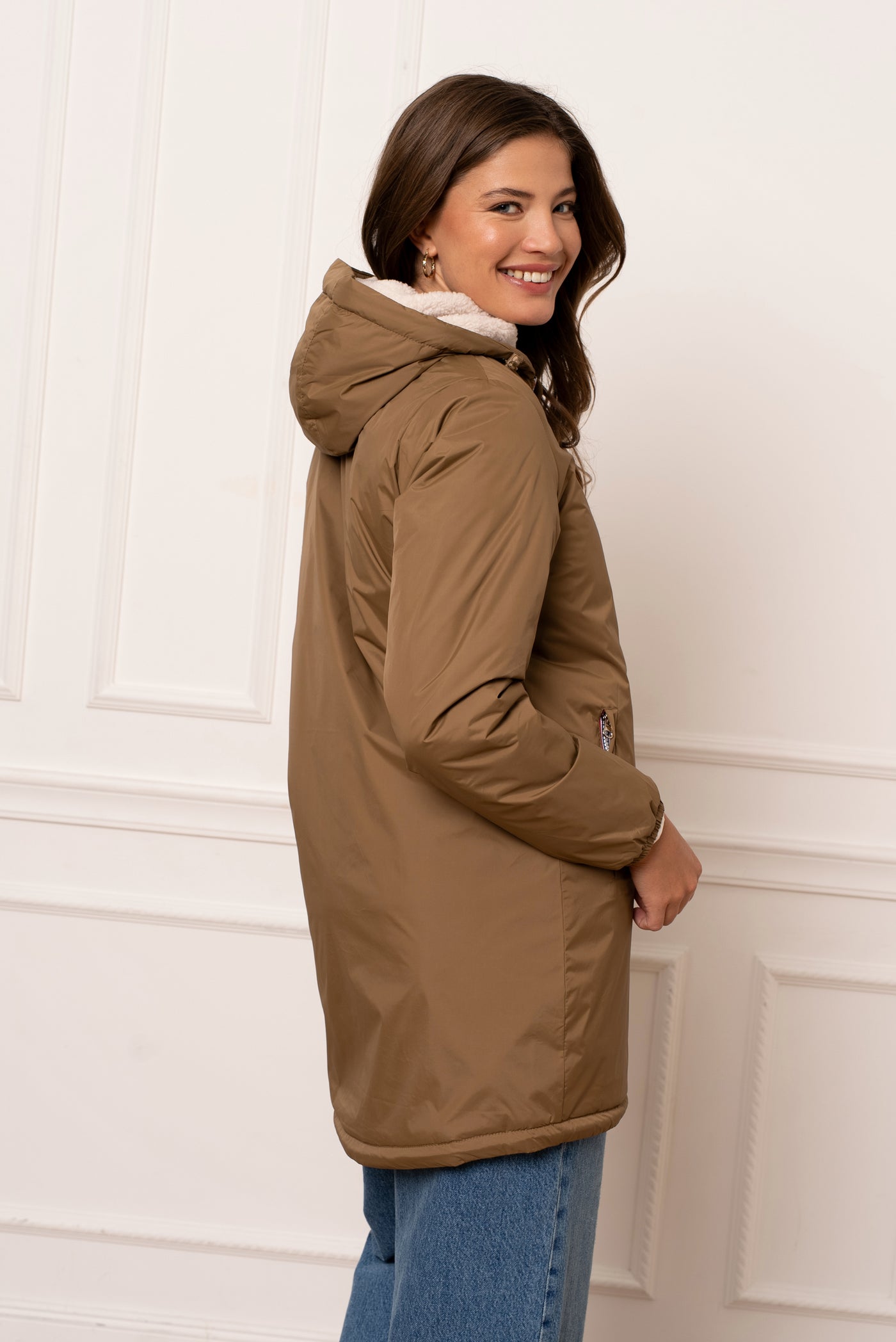 Imperméable doublée polaire femme #couleur_camel