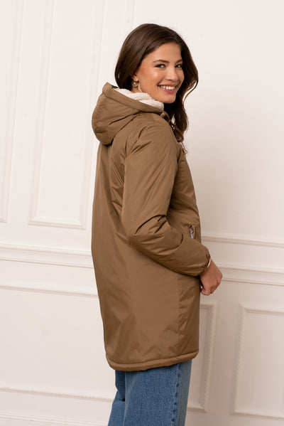 Imperméable doublée polaire femme #couleur_camel