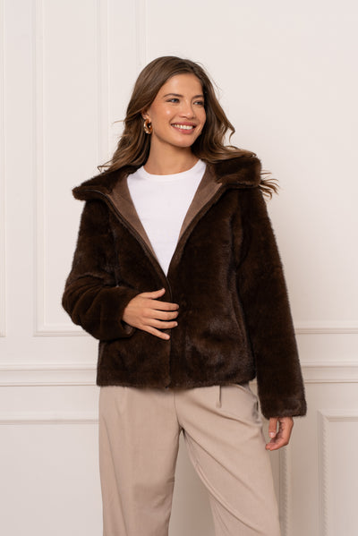 veste fausse fourrure femme #couleur_choco