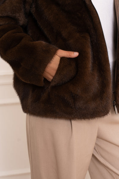 veste fausse fourrure femme #couleur_choco