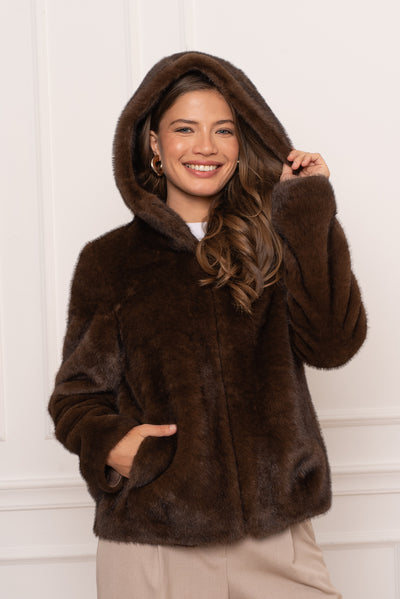 veste fausse fourrure femme #couleur_choco