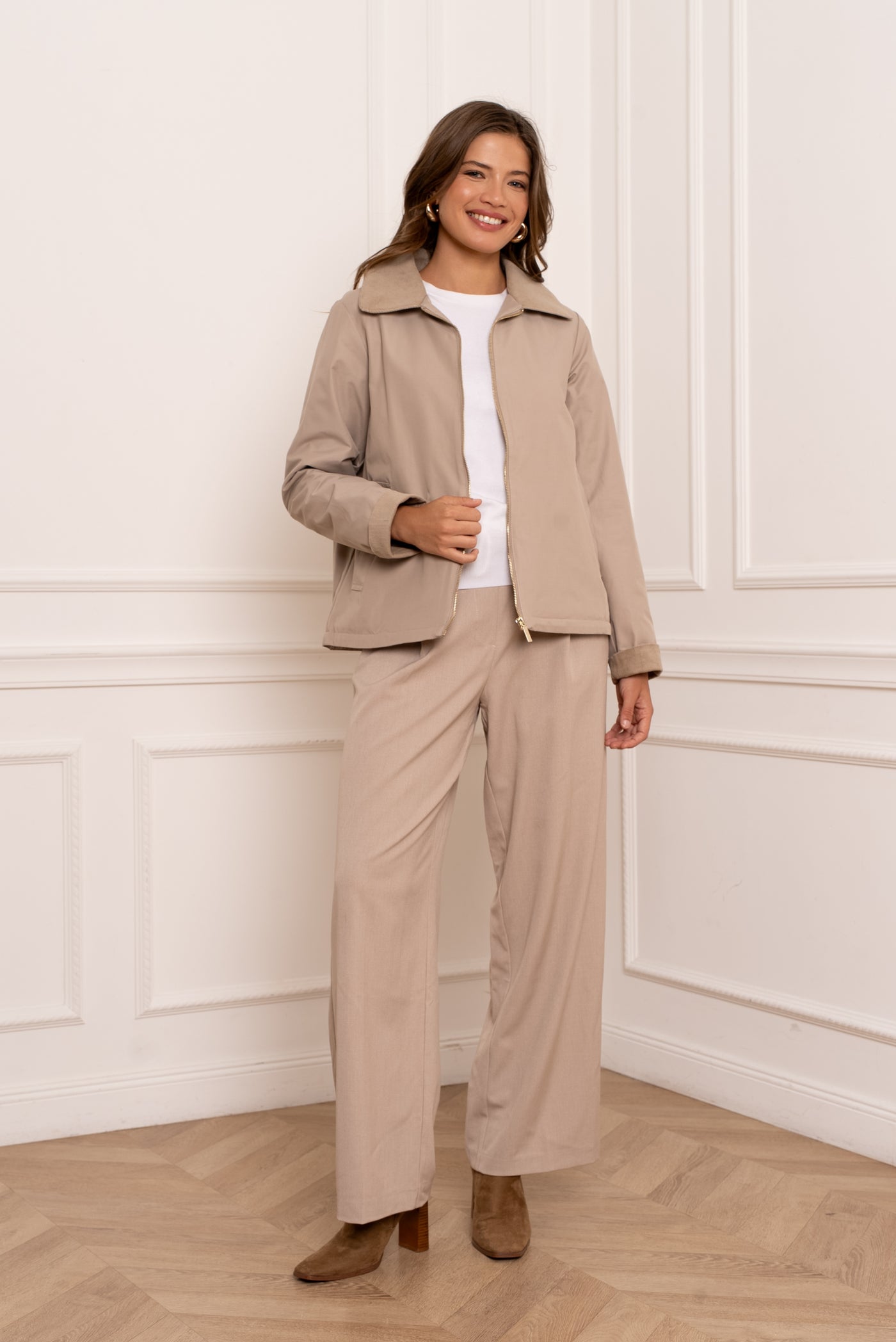 veste femme velours #couleur_beige