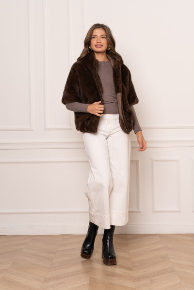 veste en fausse fourrure femme #couleur_choco