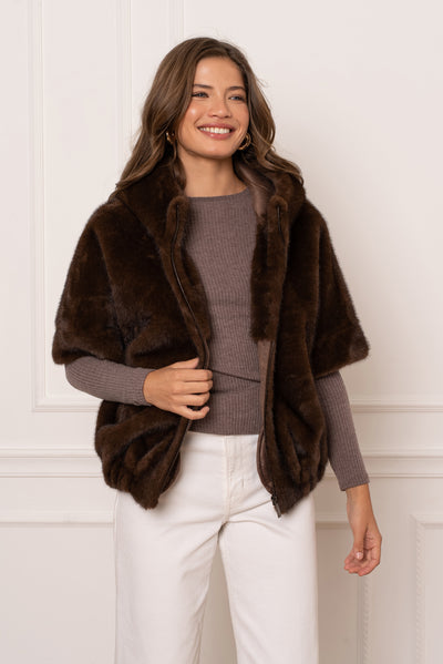 veste en fausse fourrure femme #couleur_choco