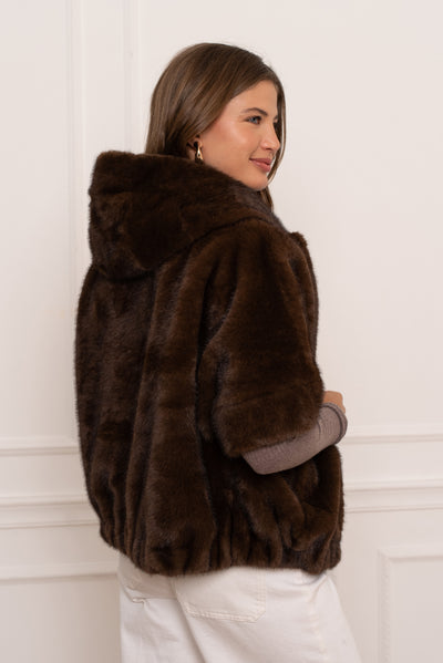 veste en fausse fourrure femme #couleur_choco