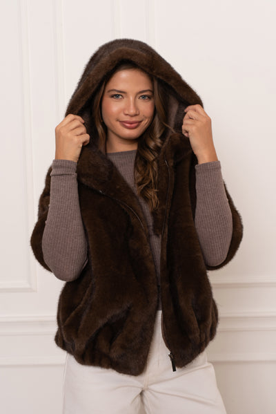 veste en fausse fourrure femme #couleur_choco