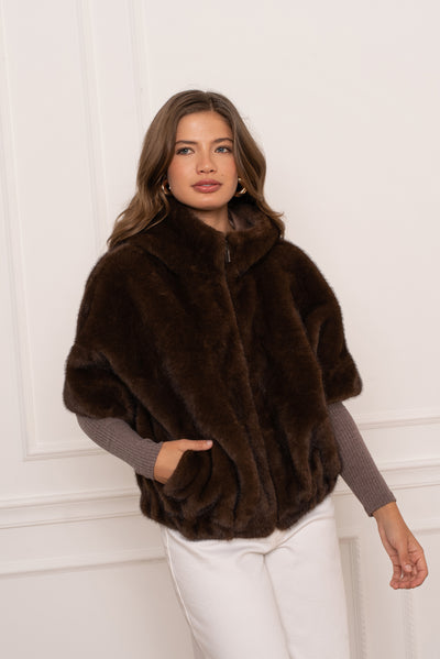 veste en fausse fourrure femme #couleur_choco