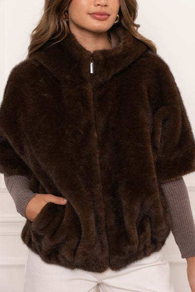 veste en fausse fourrure femme #couleur_choco