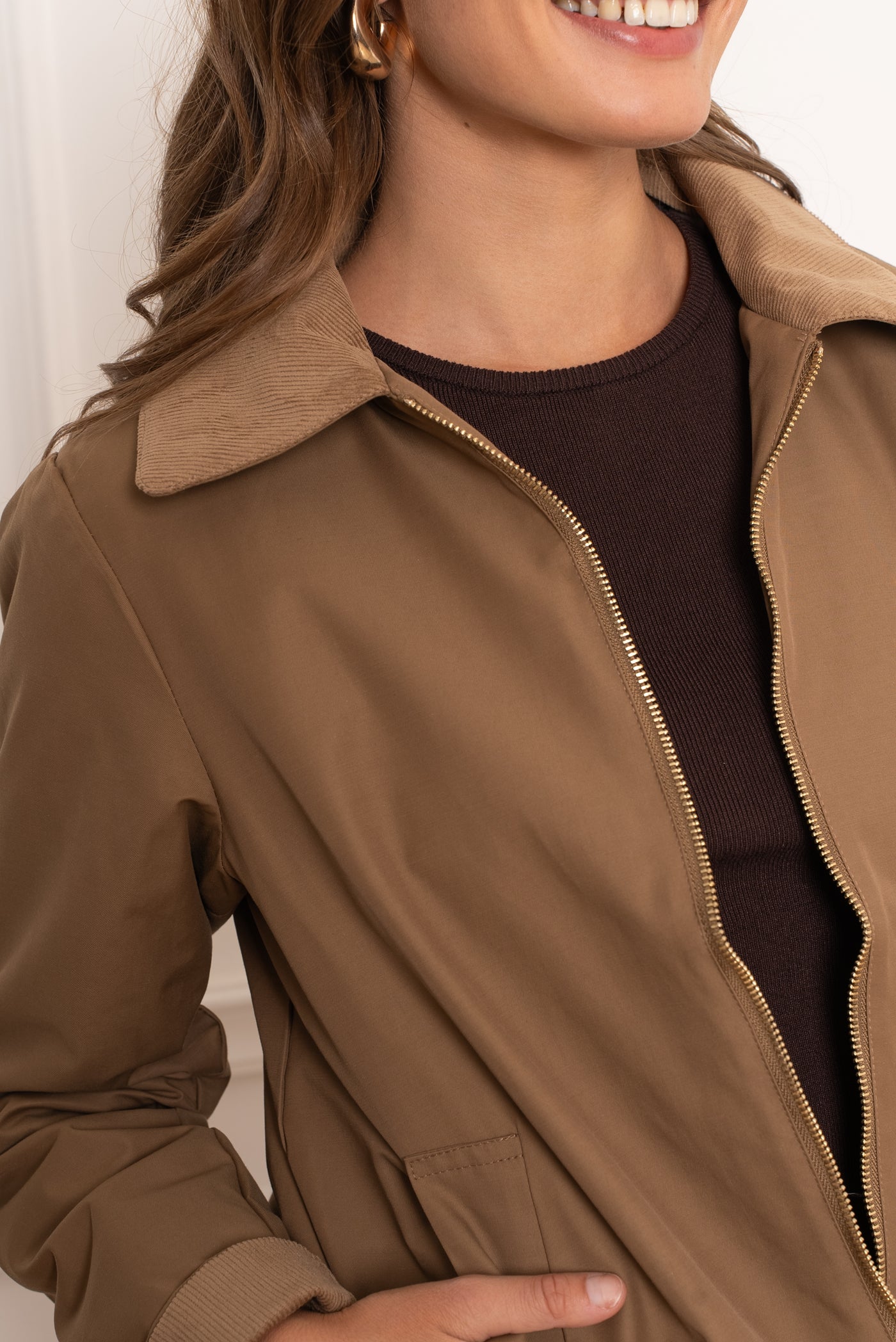 veste femme velours #couleur_camel