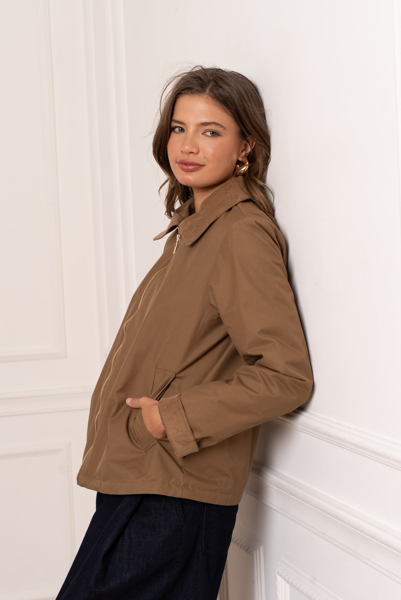 veste femme velours #couleur_camel