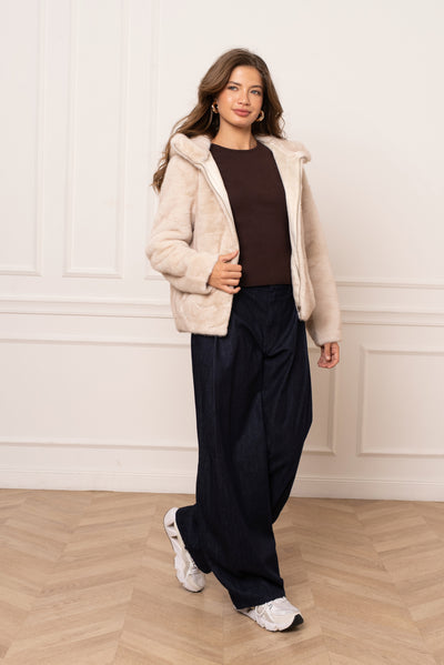 veste fausse fourrure femme #couleur_ecru