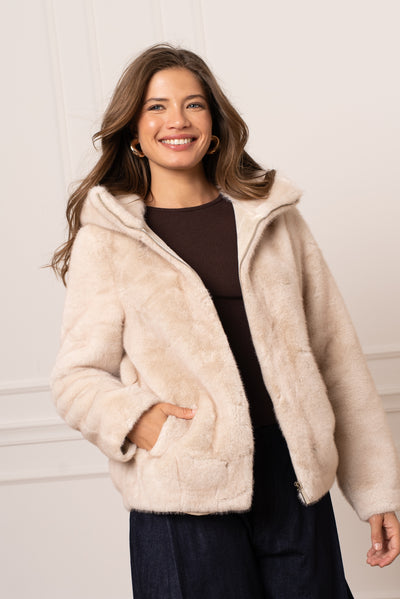 veste fausse fourrure femme #couleur_ecru
