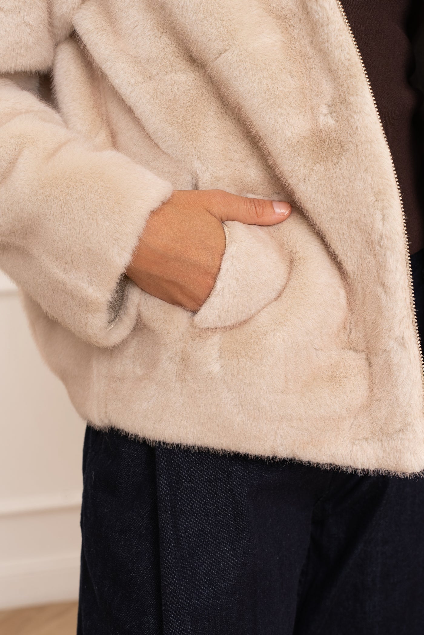 veste fausse fourrure femme #couleur_ecru