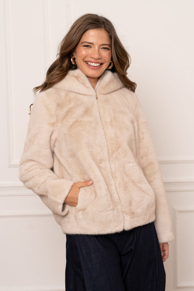 veste fausse fourrure femme #couleur_ecru
