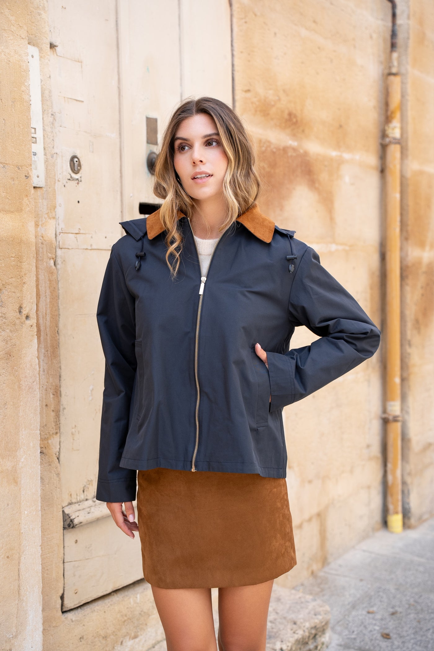veste coton femme #couleur_marine